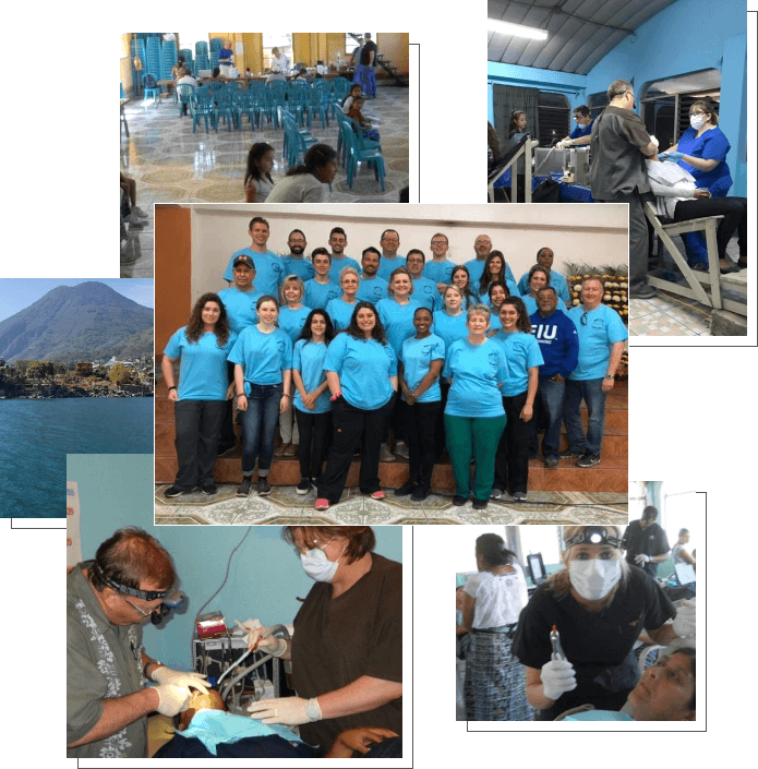 Collage of photos of Doctor Whitmore and his team volunteering in the community