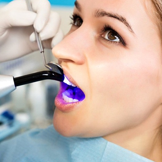 woman getting dental bonding in Arlington, TX 